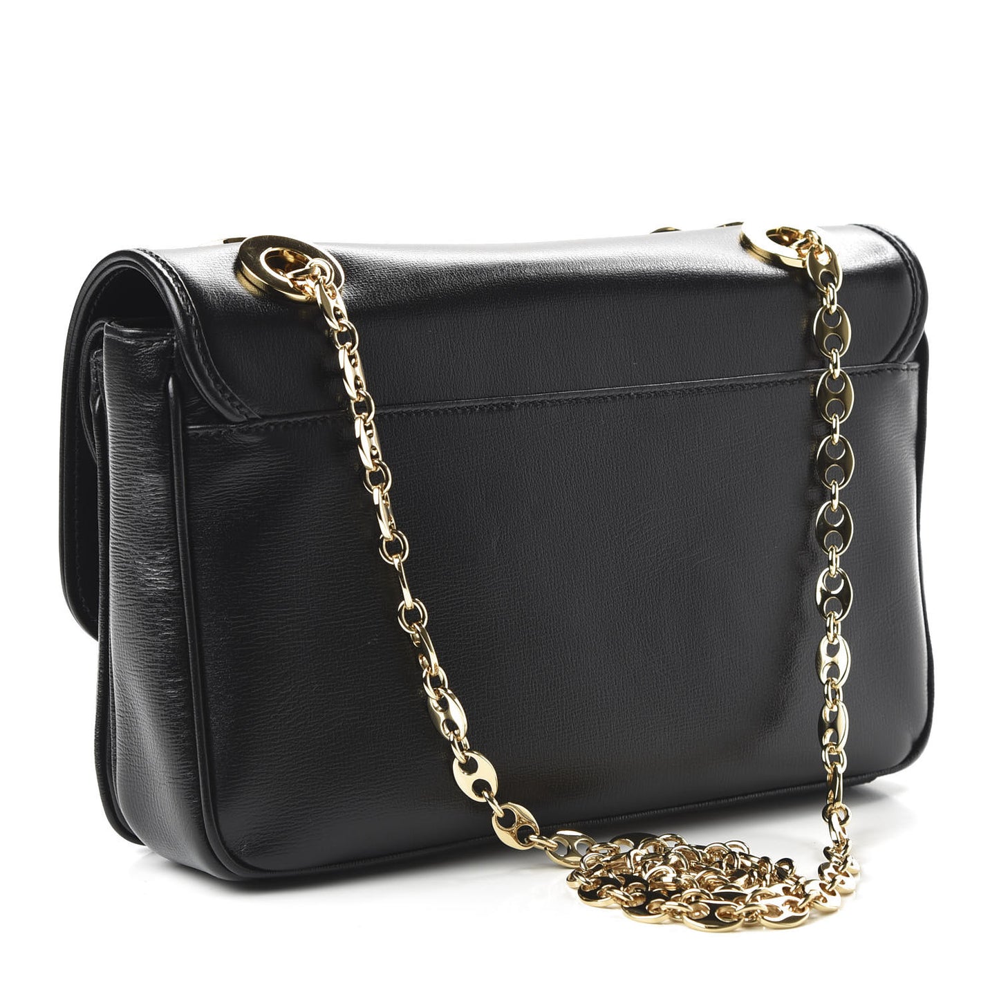 Azalea Calfskin Small Marina Chain Shoulder Bag Black