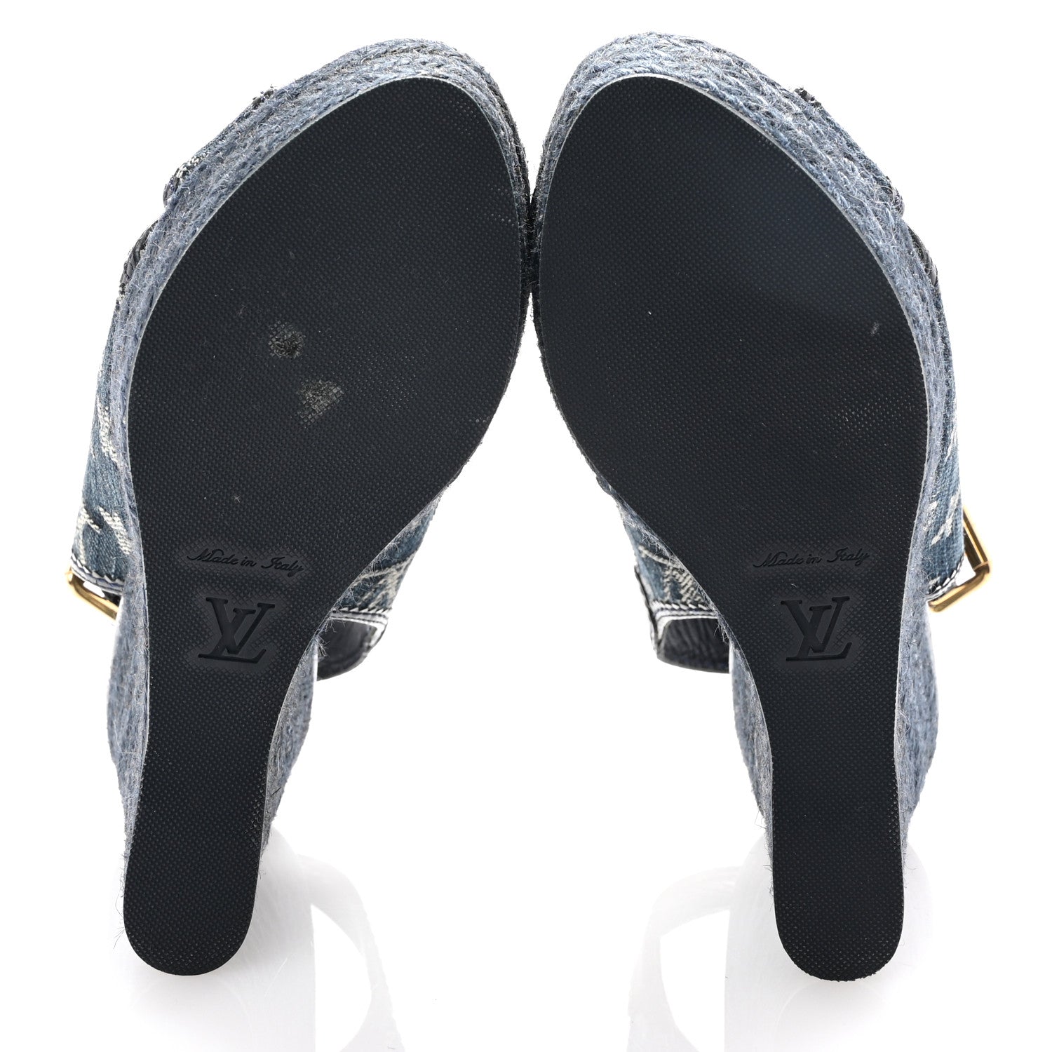 Louis Vuitton Denim Patent Espadrille Wedges 35 Blue 6 of 9