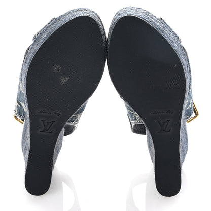 Louis Vuitton Denim Patent Espadrille Wedges 35 Blue 6 of 9