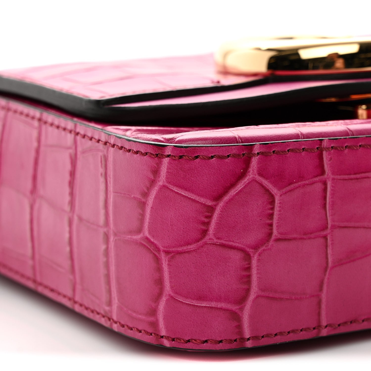 Chloe Calfskin Crocodile Embossed Mini C Bag Pink 9 of 10