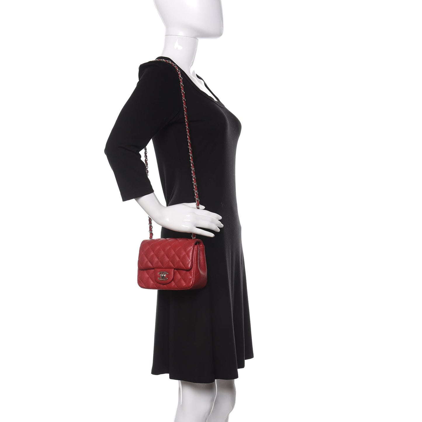 Caviar Quilted Mini Square Flap Red