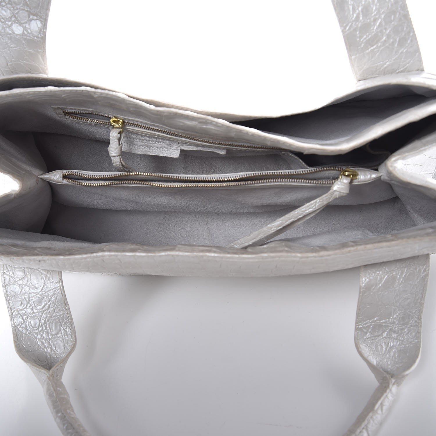 Nancy Gonzalez Metallic Crocodile Tote Light Silver 5 of 13