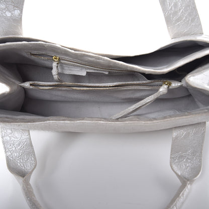 Nancy Gonzalez Metallic Crocodile Tote Light Silver 5 of 13