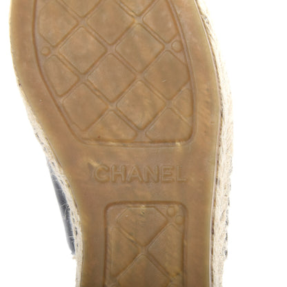Chanel Goatskin Patent Calfskin CC Espadrille Mules 35 Black 9 of 12
