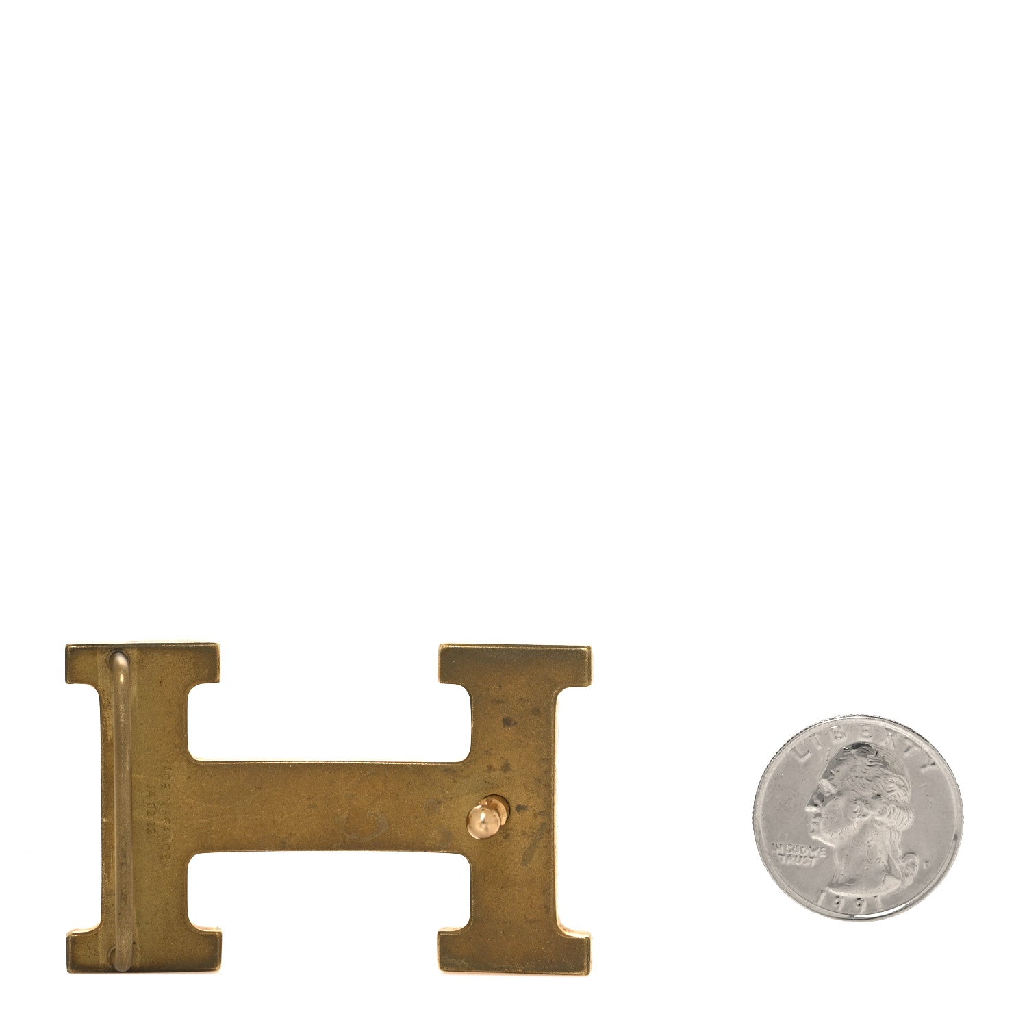 Hermes Guilloche 32mm H Belt Buckle Gold 2 of 5