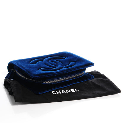 Chanel Velvet Timeless CC Clutch Navy Blue 4 of 7