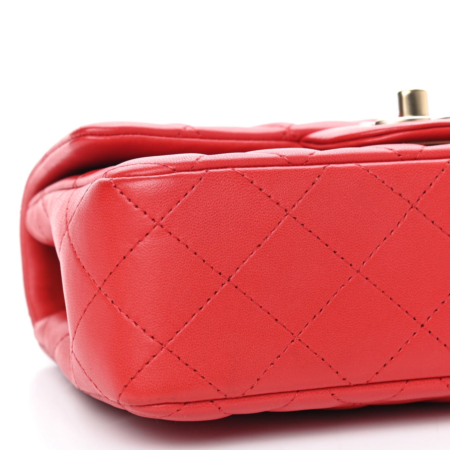 Lambskin Quilted Mini Rectangular Flap Red