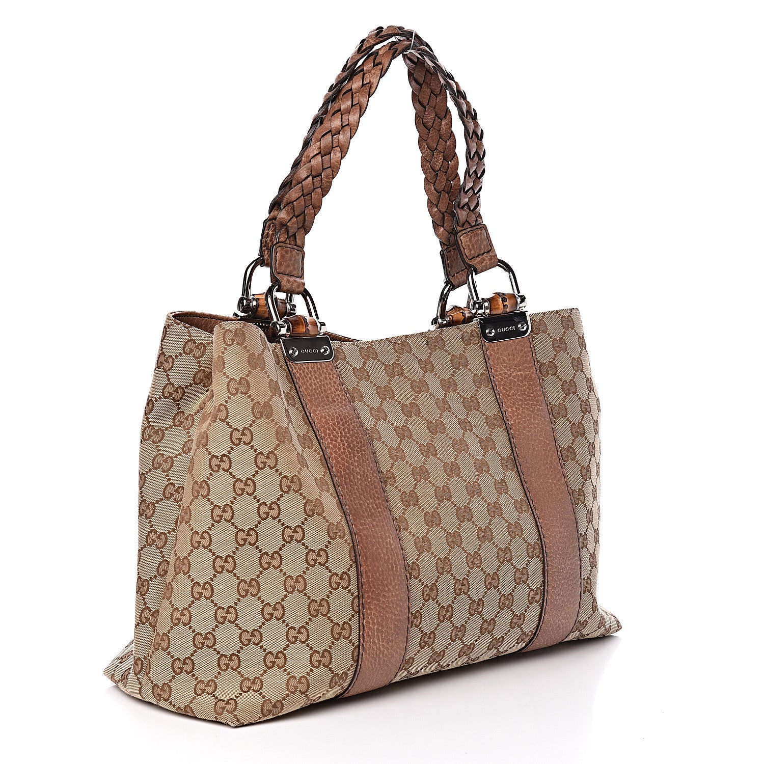 Gucci Monogram Medium Bamboo Bar Tote Brown 3 of 10