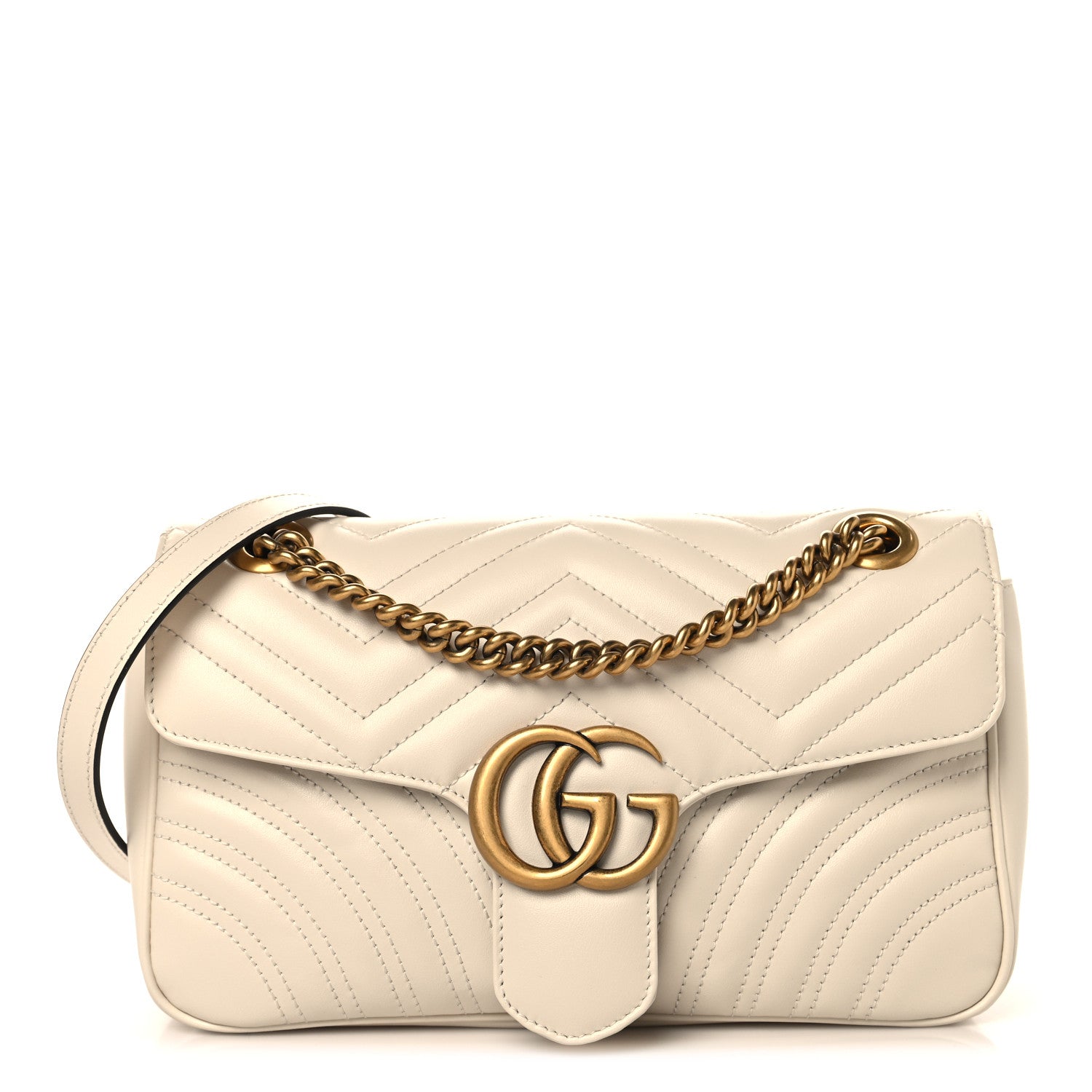 Gucci Calfskin Matelasse Small GG Marmont Shoulder Bag White 1 of 11