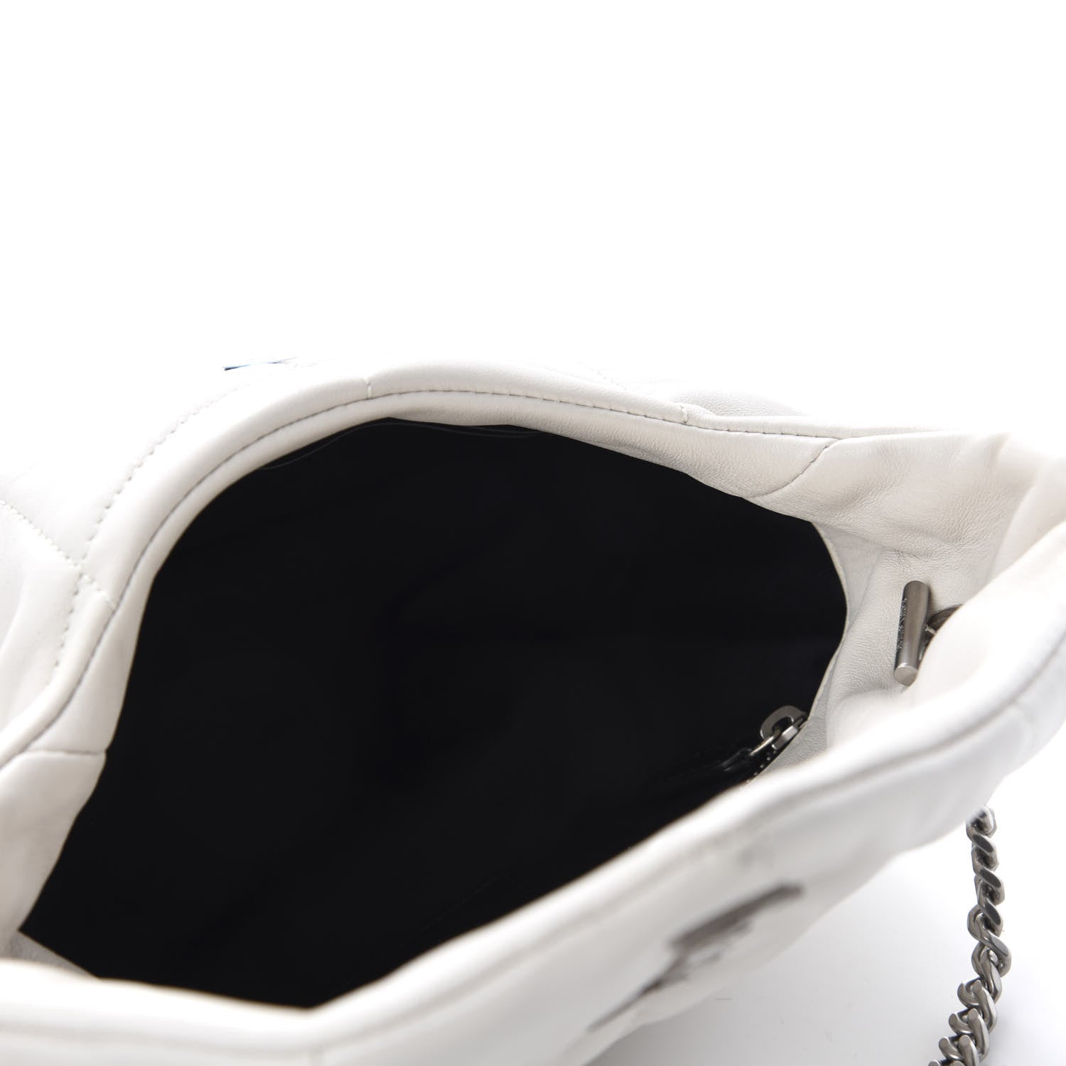 Saint Laurent Lambskin Quilted Toy Loulou Puffer Monogram Chain Satchel Crema Soft 5 of 13