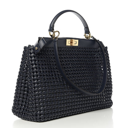Fendi Nappa Matisse Intreccio Large Peekaboo Iconic Satchel Midnight 2 of 10