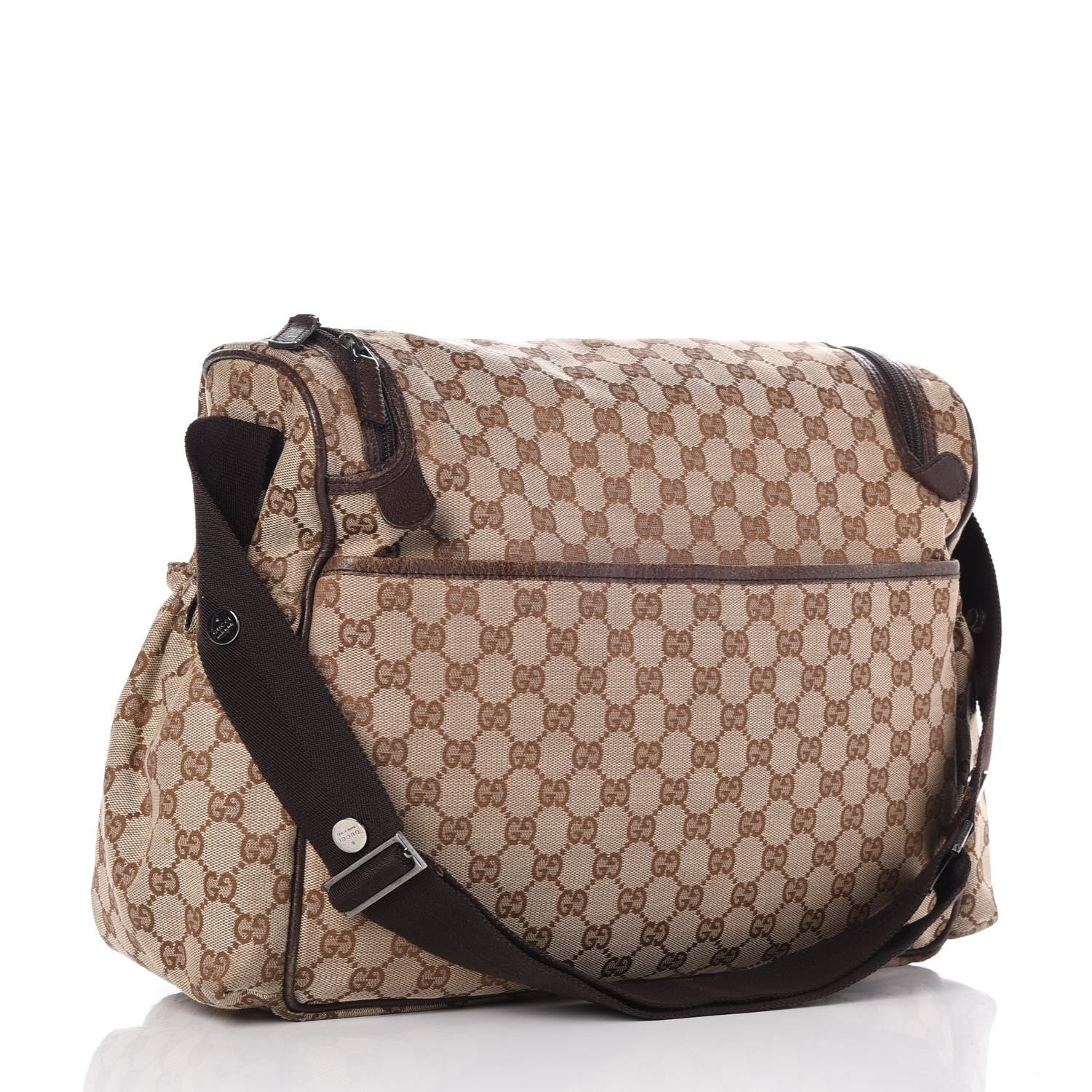 Gucci Monogram Natural Pigskin Large Diaper Bag Beige Ebony Cocoa Dark Chocolate 3 of 15