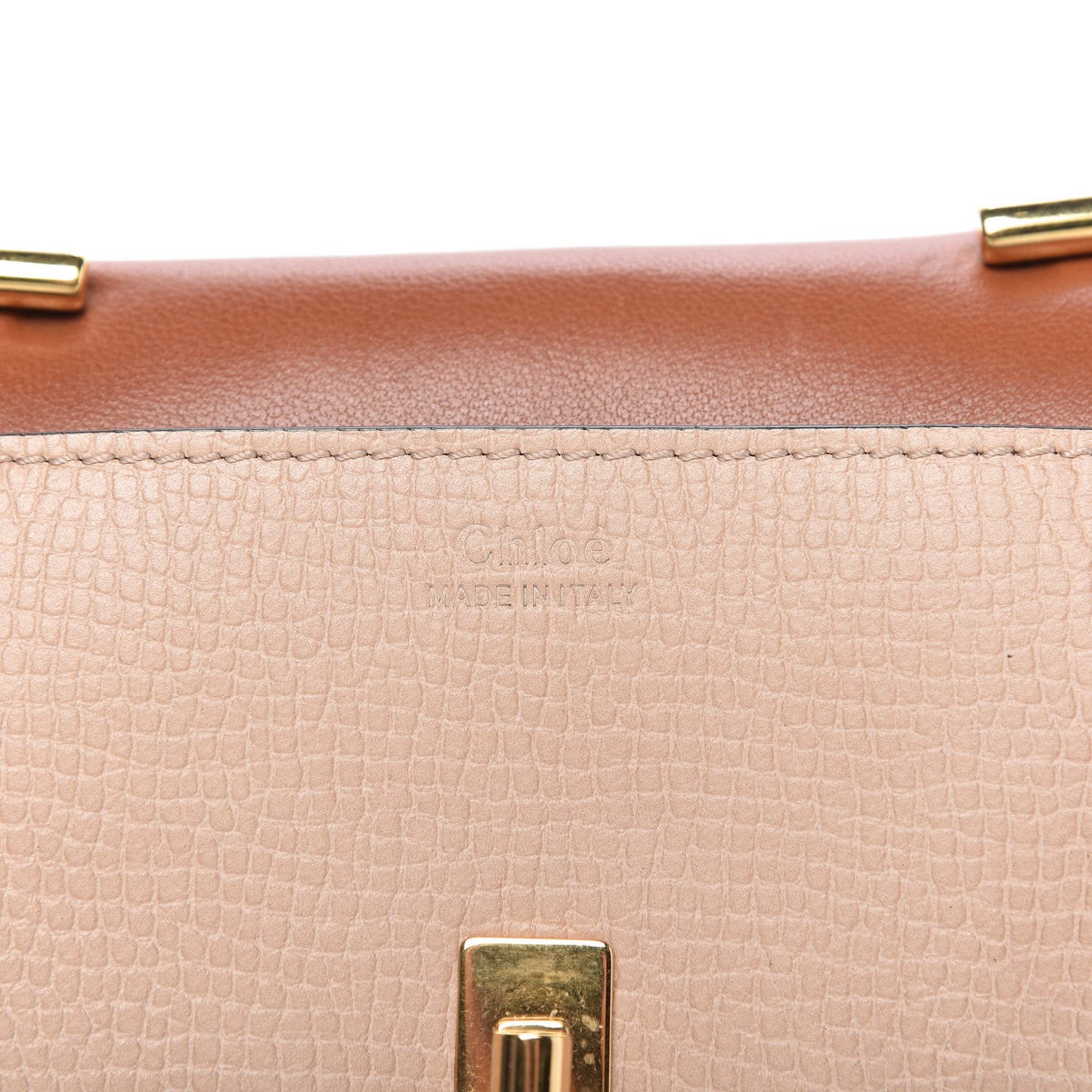 Grained Calfskin Lambskin Nano Bi-Color Drew Shoulder Bag Powder Beige Caramel