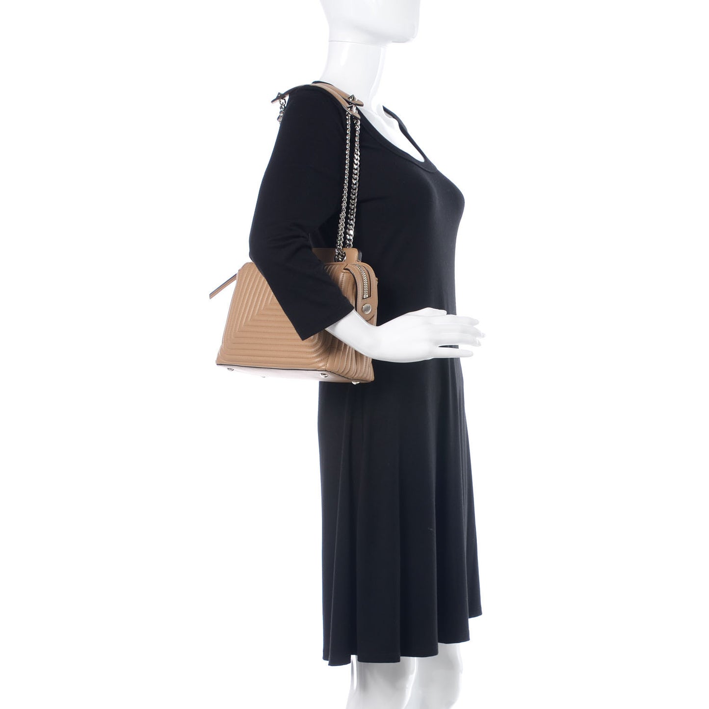 Shiny Nappa Trapuntata Small DotCom Click Chain Satchel Cuoio