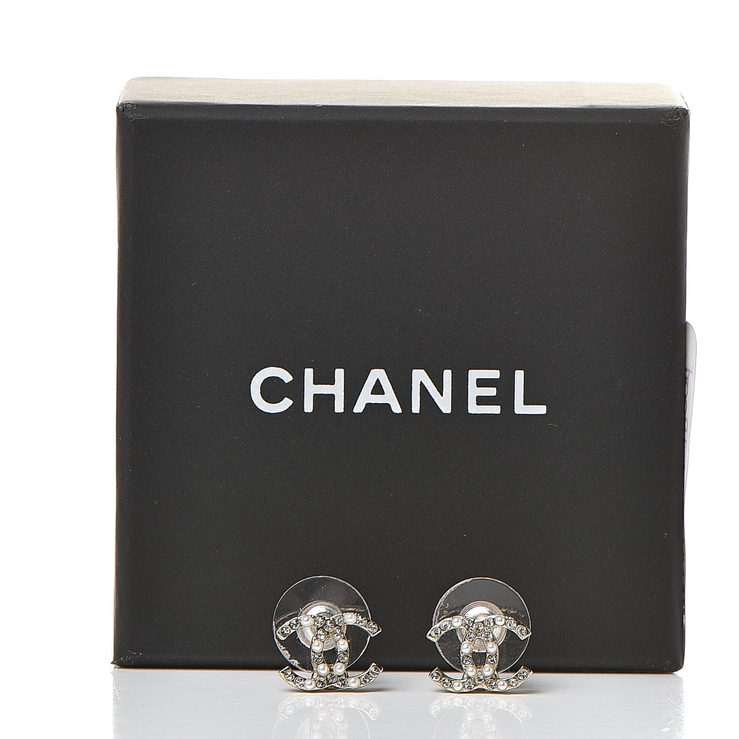Crystal Pearl Mini CC Earrings Gold