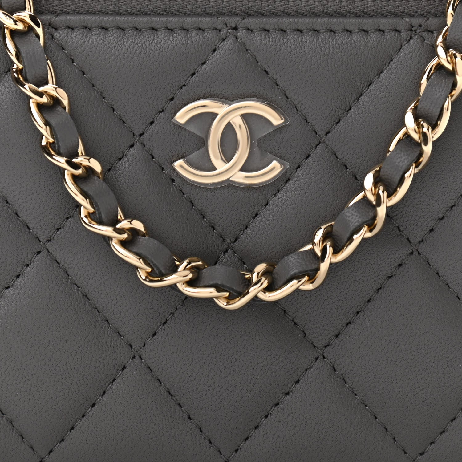 Chanel Lambskin Quilted Small Top Handle Vanity Case With Chain Dark Grey 9 of 12