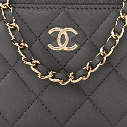 Chanel Lambskin Quilted Small Top Handle Vanity Case With Chain Dark Grey 9 of 12