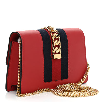 Gucci Calfskin Super Mini Sylvie Chain Shoulder Bag Hibiscus Red 3 of 8