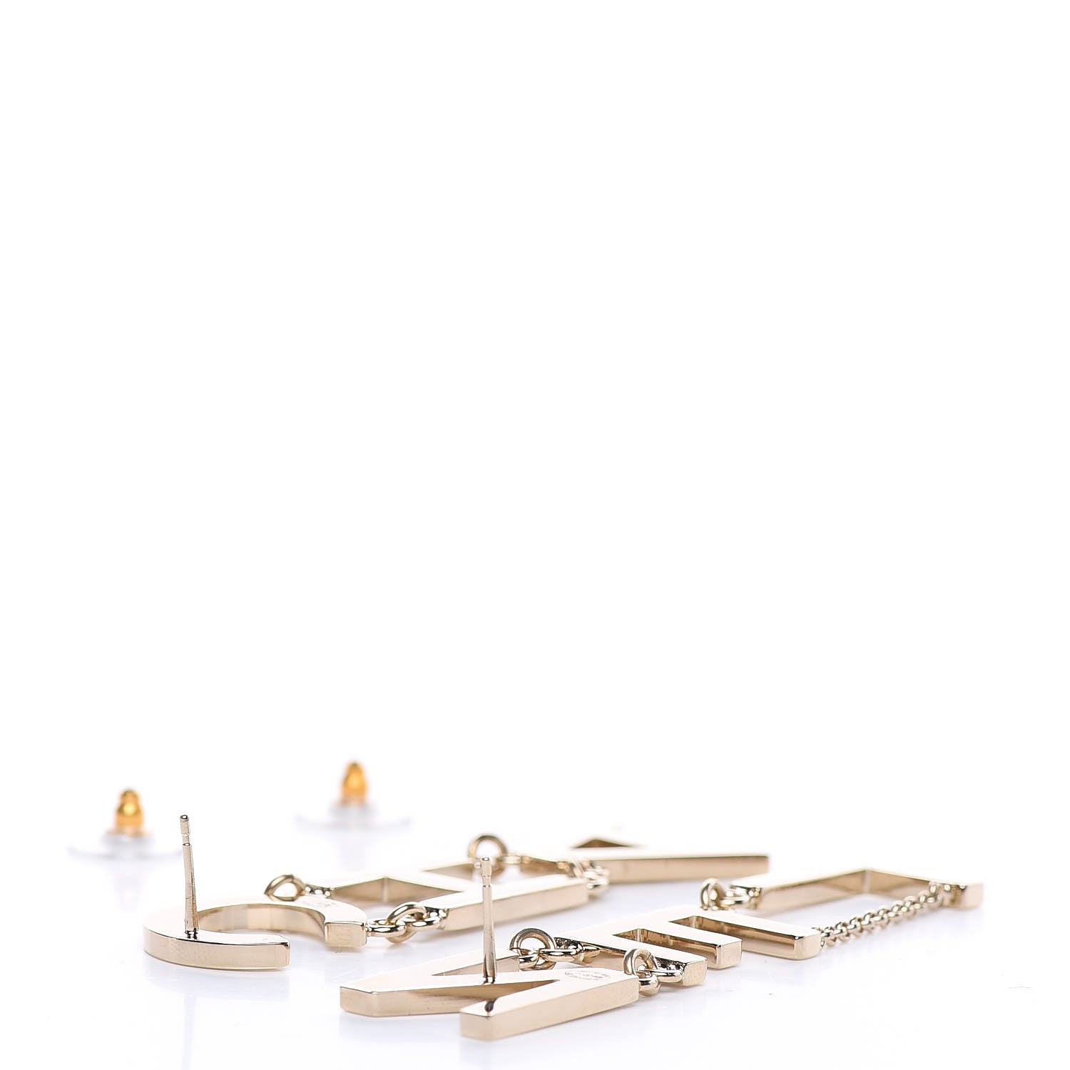 Chanel Metal Cha-Nel Logo Drop Earrings Gold 4 of 5