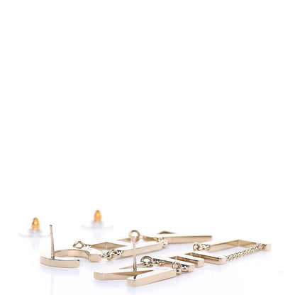 Chanel Metal Cha-Nel Logo Drop Earrings Gold 4 of 5