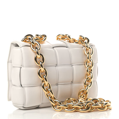 Bottega Veneta Lambskin Maxi Intreccio Padded Chain Cassette Crossbody Bag White 2 of 4