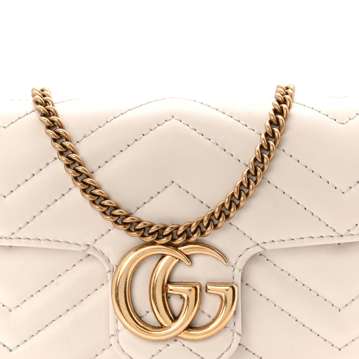 Calfskin Matelasse Super Mini GG Marmont Shoulder Bag White
