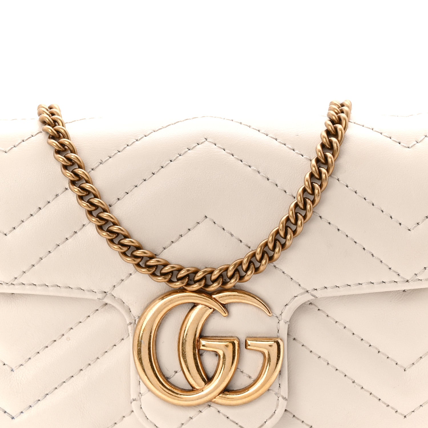 Gucci Calfskin Matelasse Super Mini GG Marmont Shoulder Bag White 7 of 10