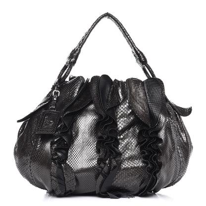 Prada Metallic Python Ruffle Tote 1 of 9