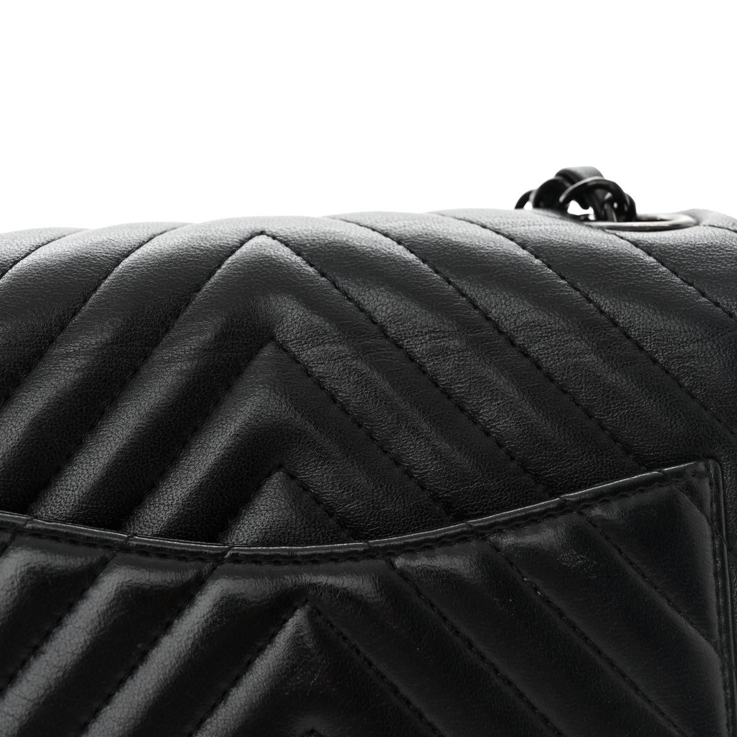 Lambskin Chevron Quilted Mini Square Flap So Black