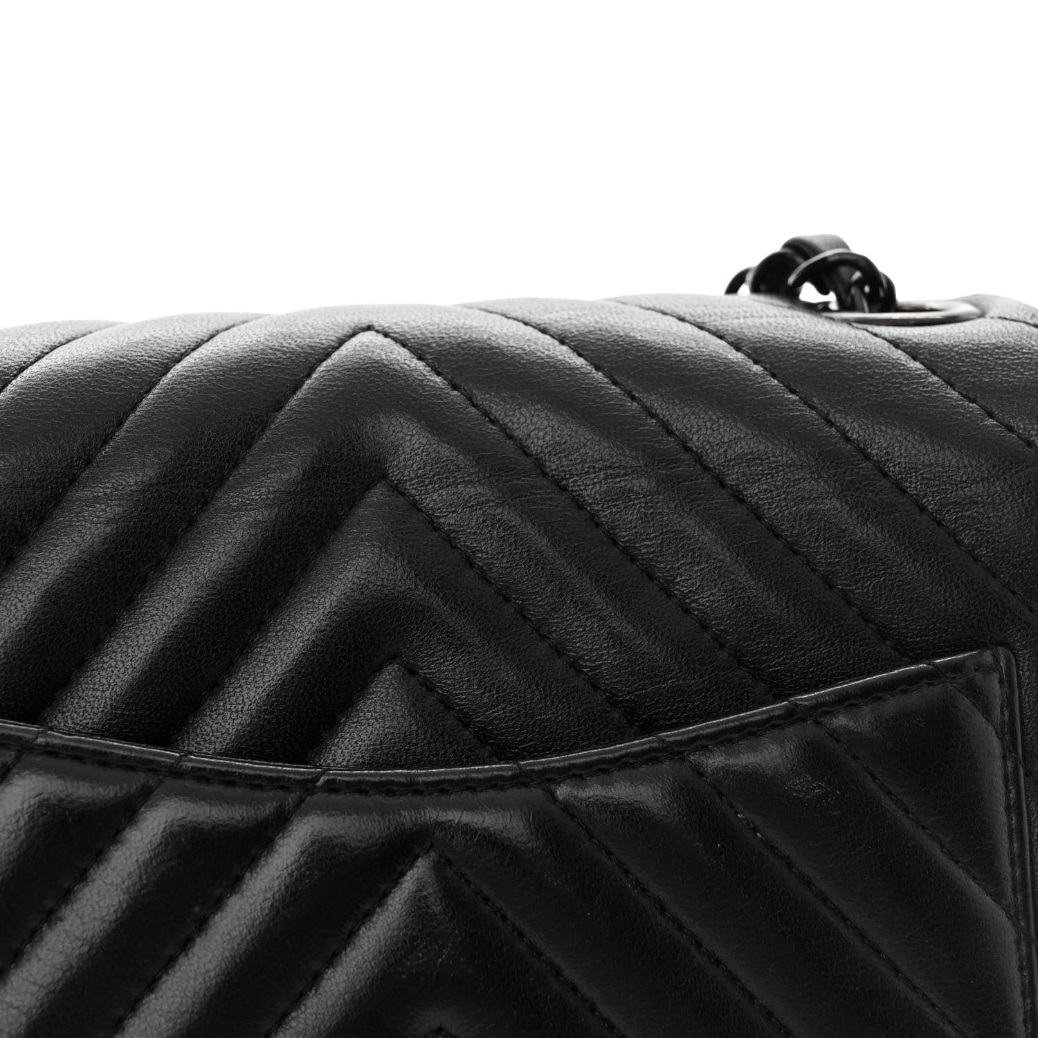 Chanel Lambskin Chevron Quilted Mini Square Flap So Black 14 of 15