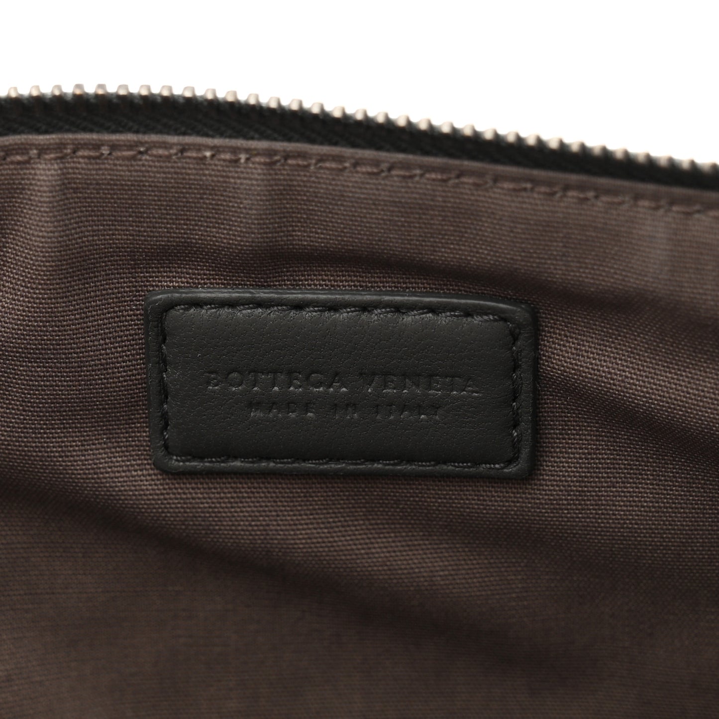 Nappa Intrecciato Large Flat Zip Billetto Pouch Light Grey