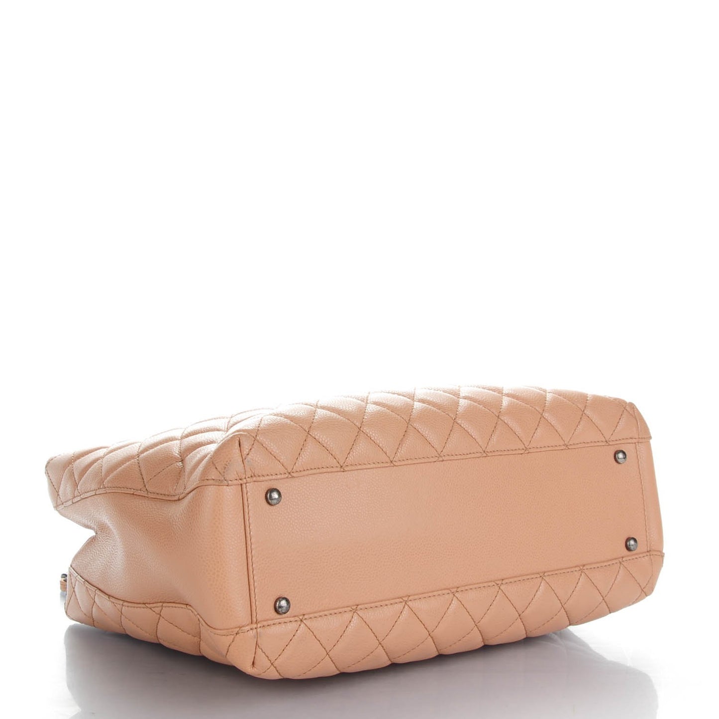 Caviar Quilted Large City Shopping Tote Beige