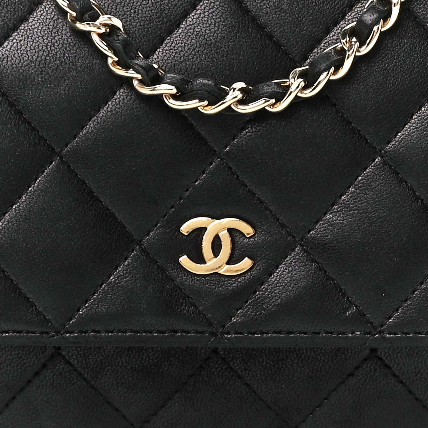 Chanel Lambskin Quilted Wallet On Chain WOC Black 9 of 12