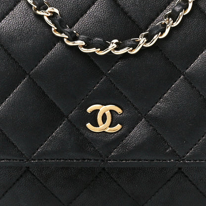 Chanel Lambskin Quilted Wallet On Chain WOC Black 9 of 12