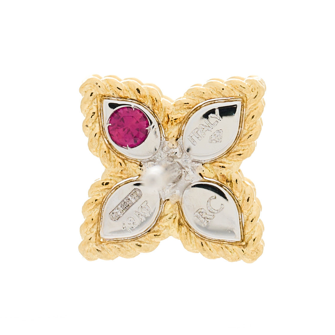 18K Yellow Gold Diamond Small Princess Flower Stud Earrings
