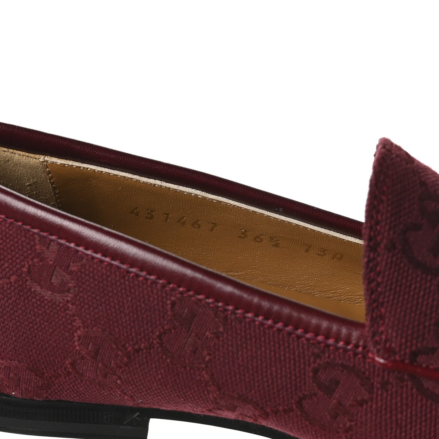 New Canvas GG Monogram Malaga Kid Horsebit Womens Jordaan Loafers 36.5 Rosso Ancora