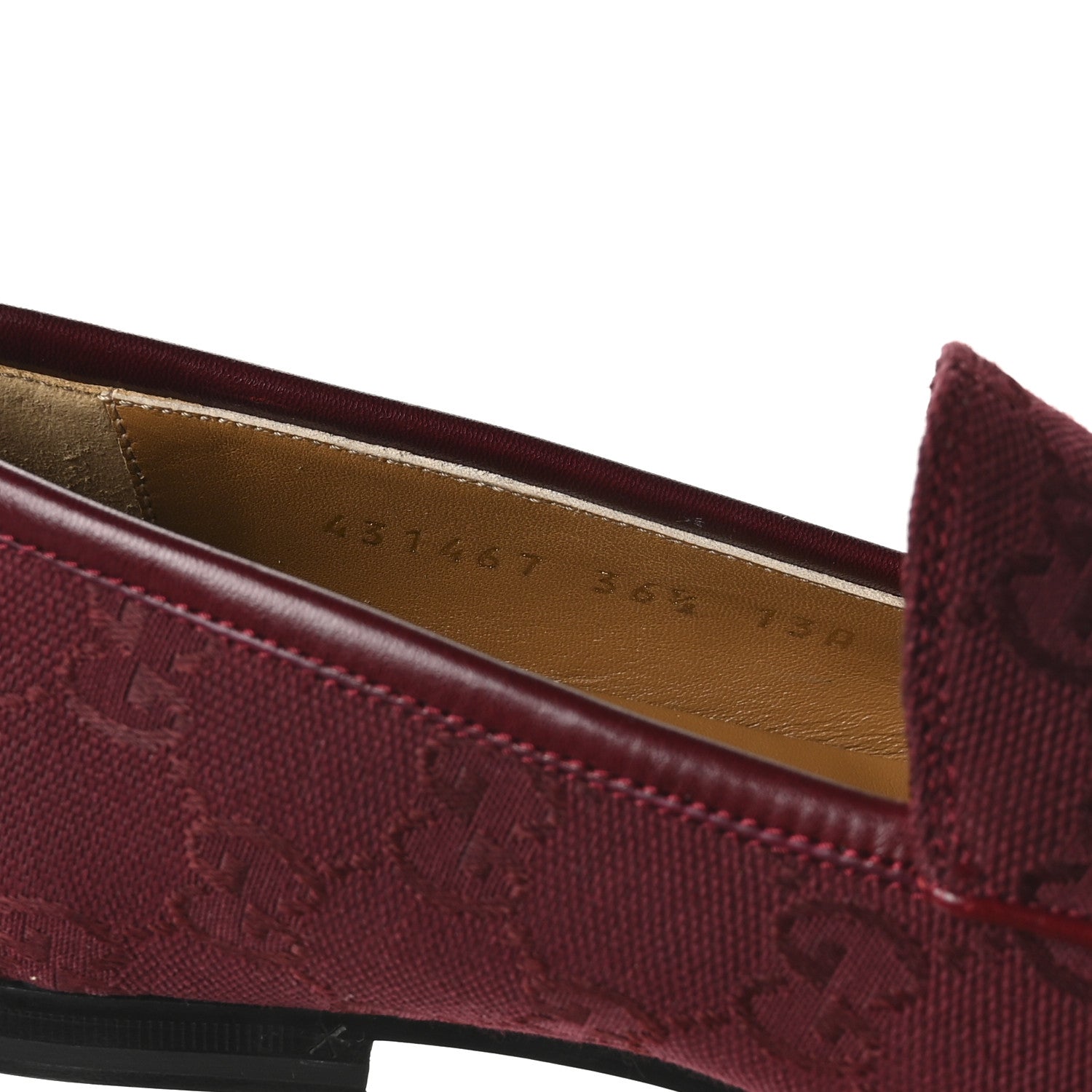 Gucci New Canvas GG Monogram Malaga Kid Horsebit Womens Jordaan Loafers 36.5 Rosso Ancora 8 of 9