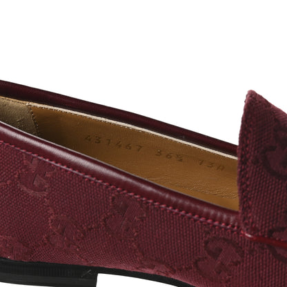 Gucci New Canvas GG Monogram Malaga Kid Horsebit Womens Jordaan Loafers 36.5 Rosso Ancora 8 of 9