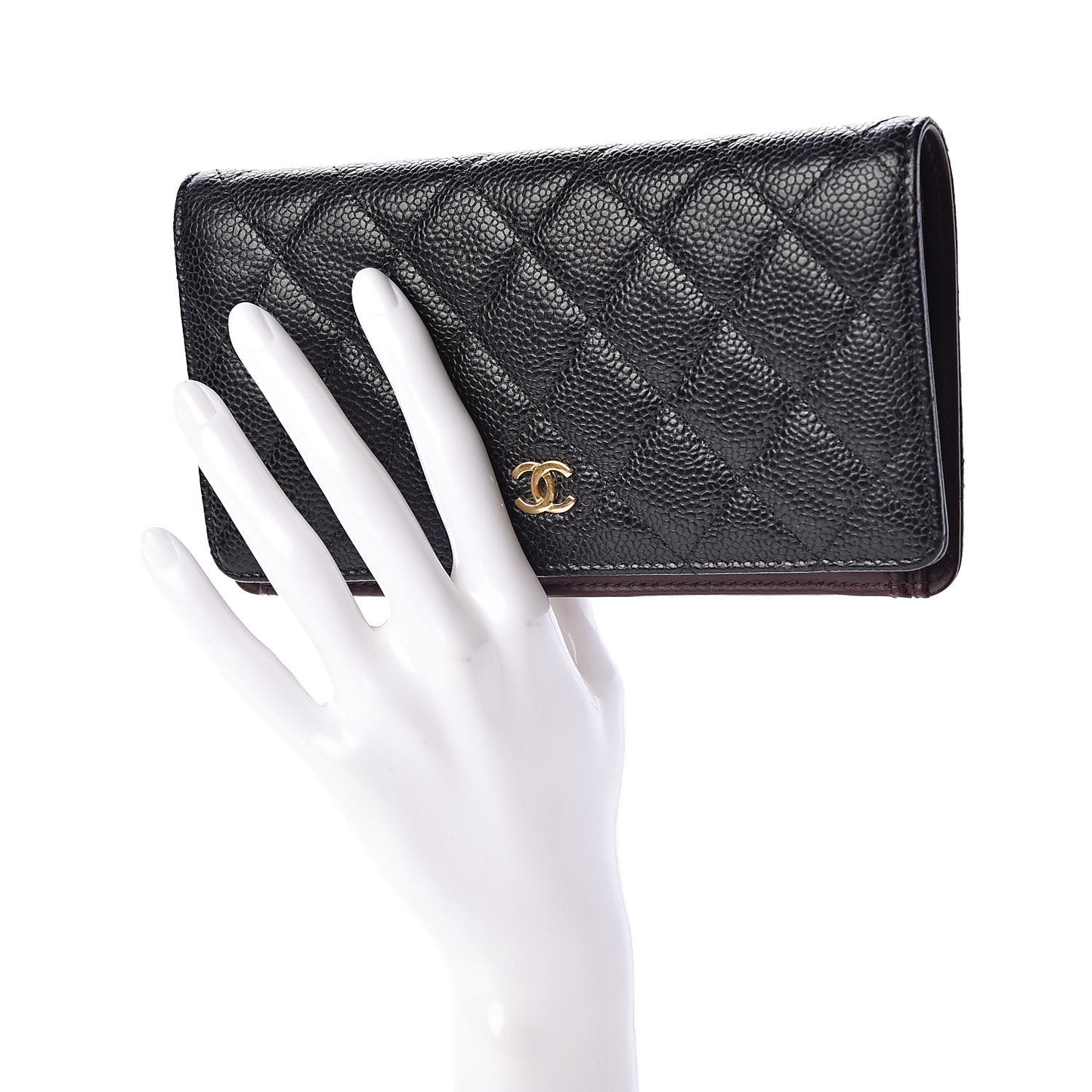 Caviar Quilted Yen Wallet Black