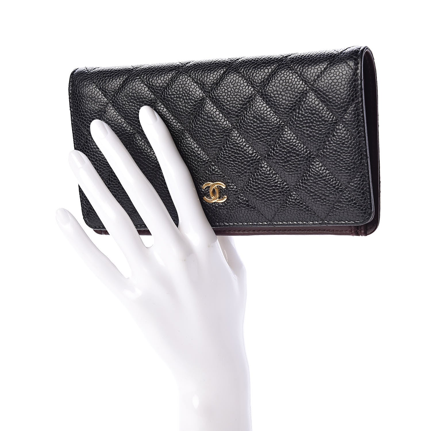 Chanel Caviar Quilted Yen Wallet Black 2 of 8