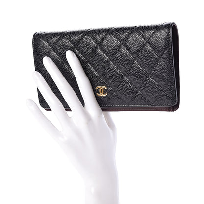 Chanel Caviar Quilted Yen Wallet Black 2 of 8