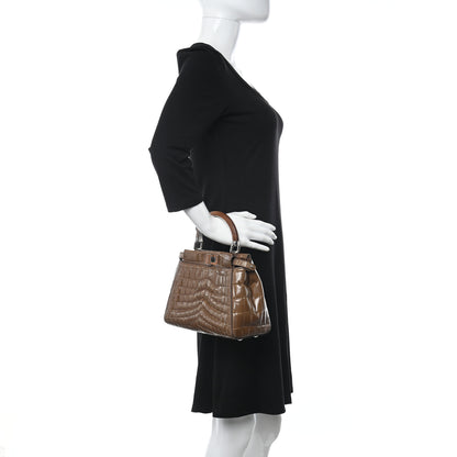 Fendi Crocodile Mini Peekaboo Iconic Satchel Brown 2 of 9