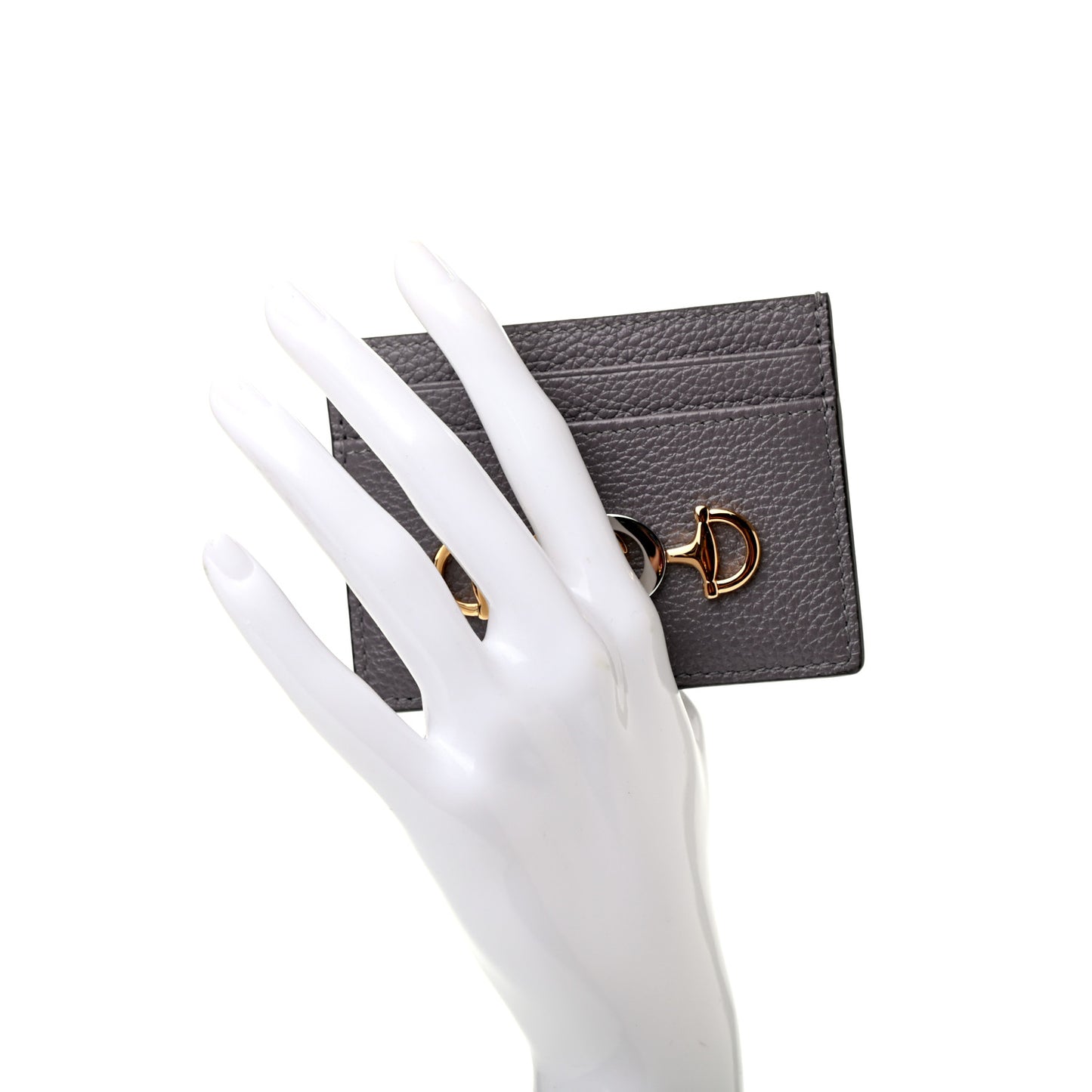 Grainy Calfskin Zumi Card Holder Dusty Grey