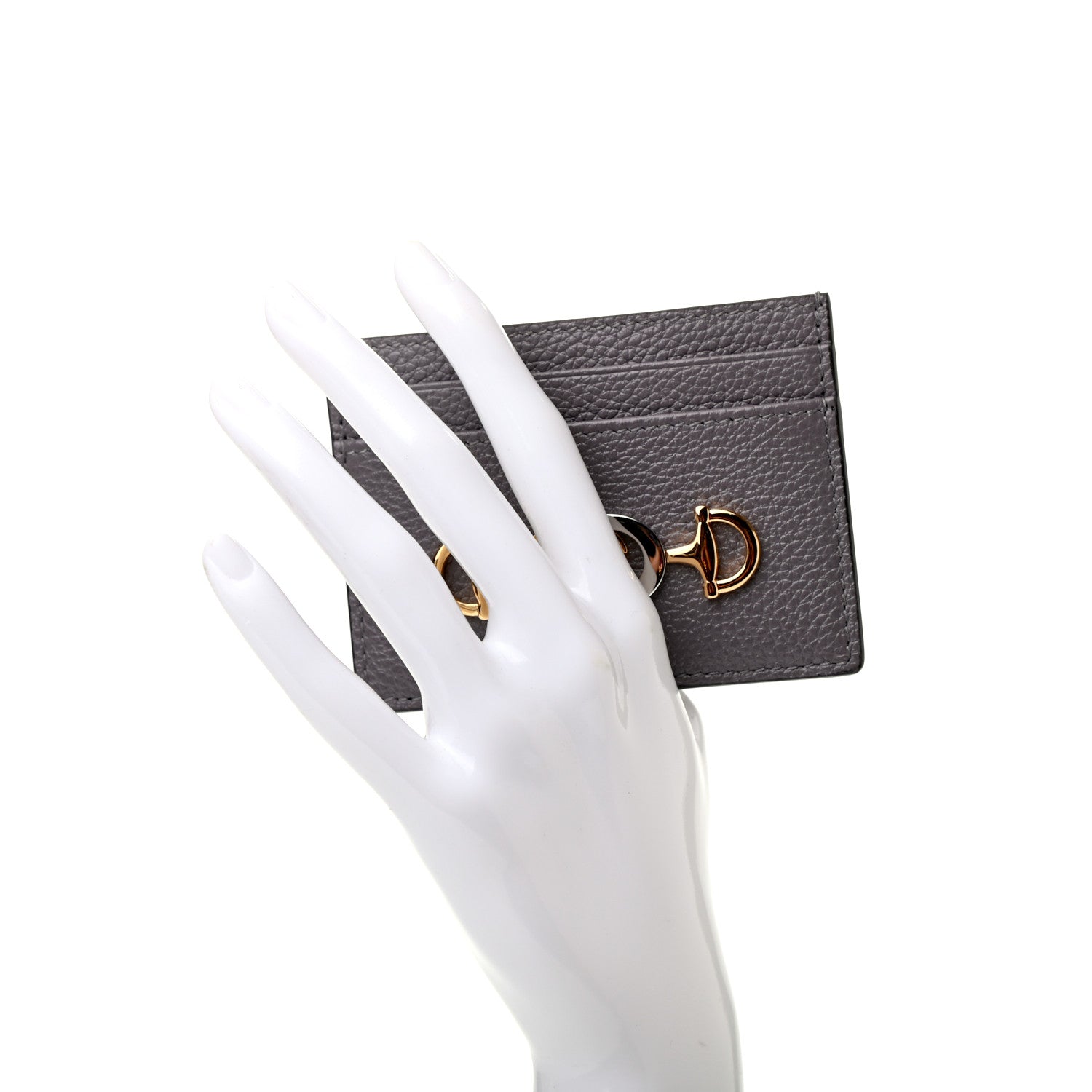 Gucci Grainy Calfskin Zumi Card Holder Dusty Grey 2 of 6