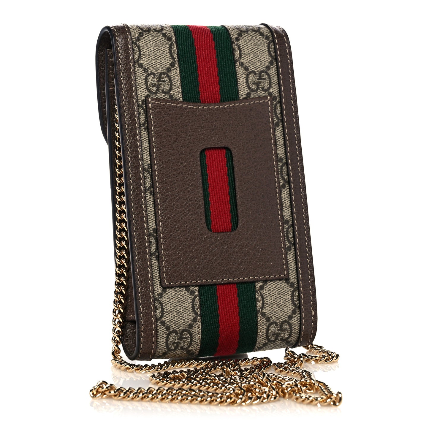 GG Supreme Monogram Web Ophidia Phone Case Crossbody Beige New Acero