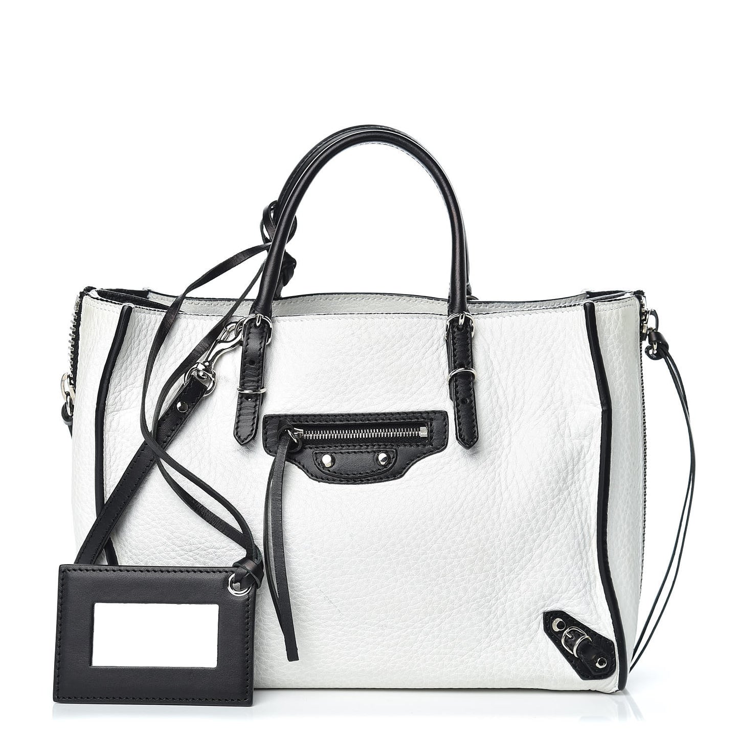 Veau Papier A6 Zip Around Tote White Black