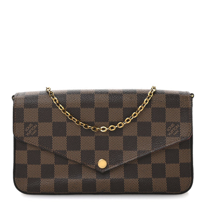 Louis Vuitton Damier Ebene Pochette Felicie Chain Wallet 1 of 10