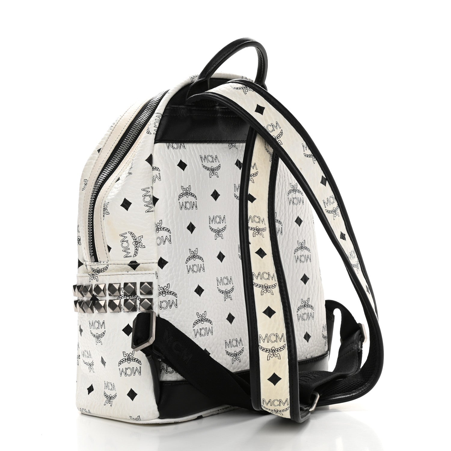 MCM Visetos Small Side Stud Stark Backpack White 3 of 12