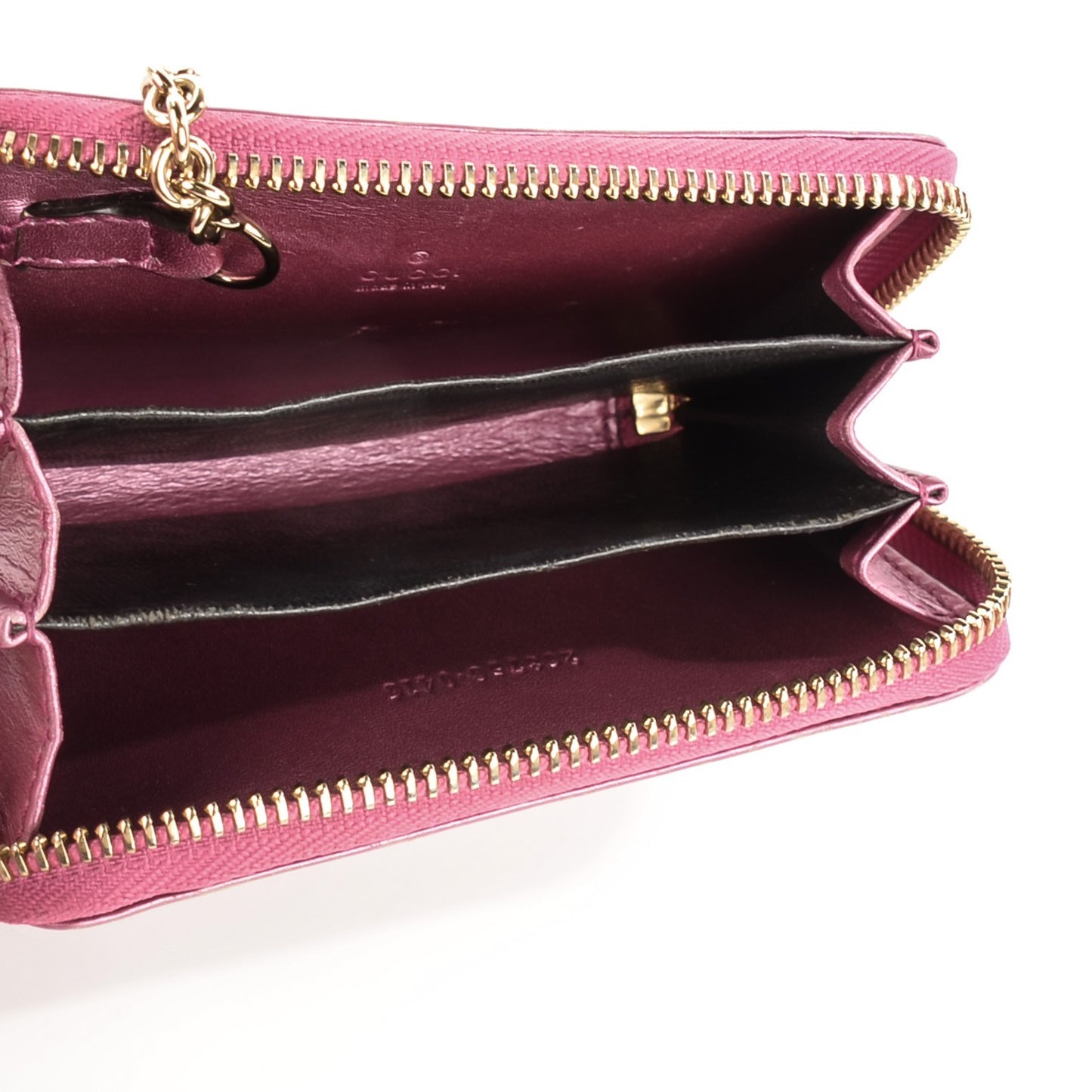 Guccissima Heart Detail Zip Around Card Case Pink