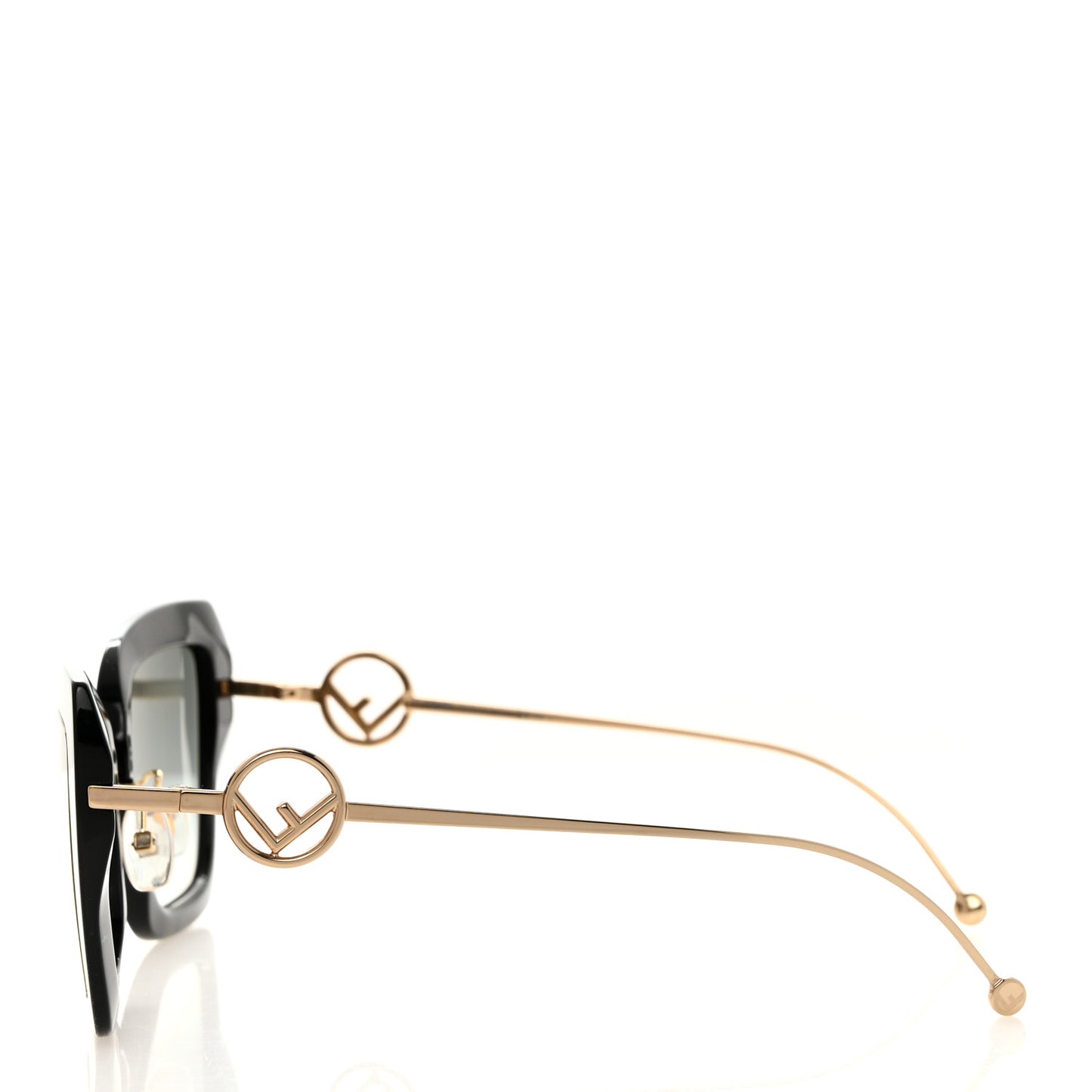 Acetate Metal F is Fendi Square Cat Eye Sunglasses FF 0424/F/S Black